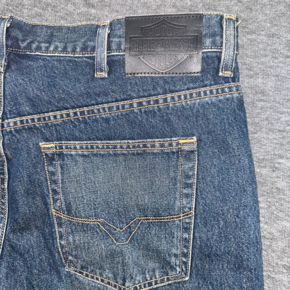 Harley Davidson Men Traditional Fit Jeans Blue Motorcycle Denim 40x30 NEW *READ* - Picture 8 of 10